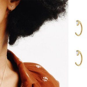 Dainty CZ Dewdrop Thread Hoop Reverse Huggies